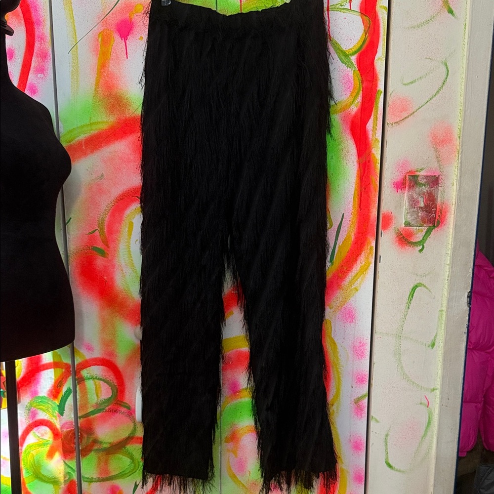 H&M Black Textured Trousers